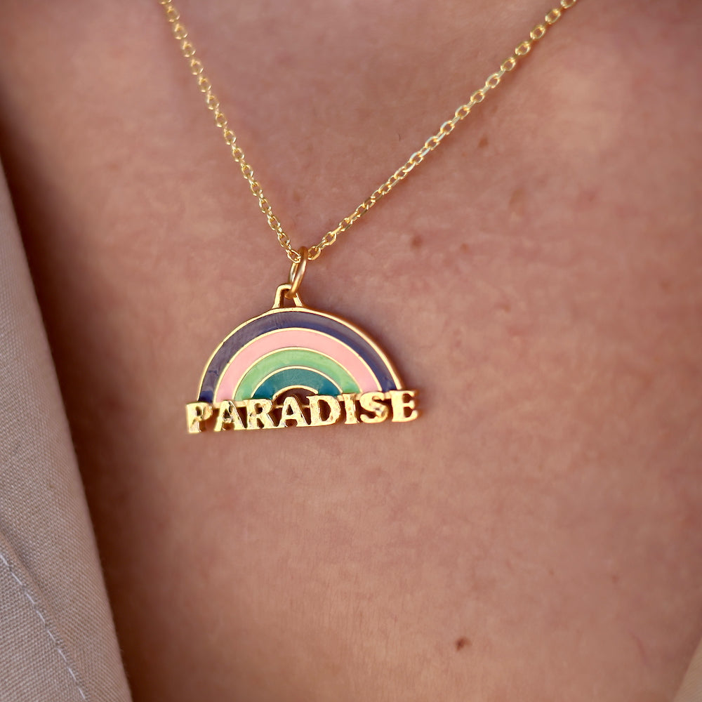 Collier doré arc en ciel paradise