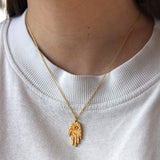 Collier doré main texturée et zircon - ZIRCON NOIR
