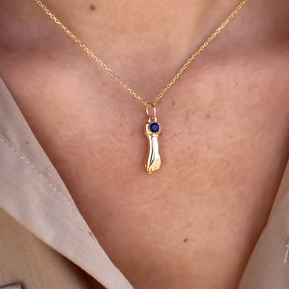 Collier doré pendentif Figa et pierre - LAPIS - Colliers