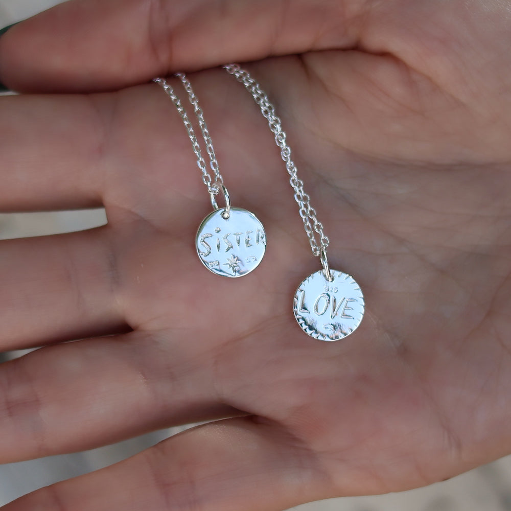 Collier argent 925 médaille ronde LOVE & Infini - Colliers