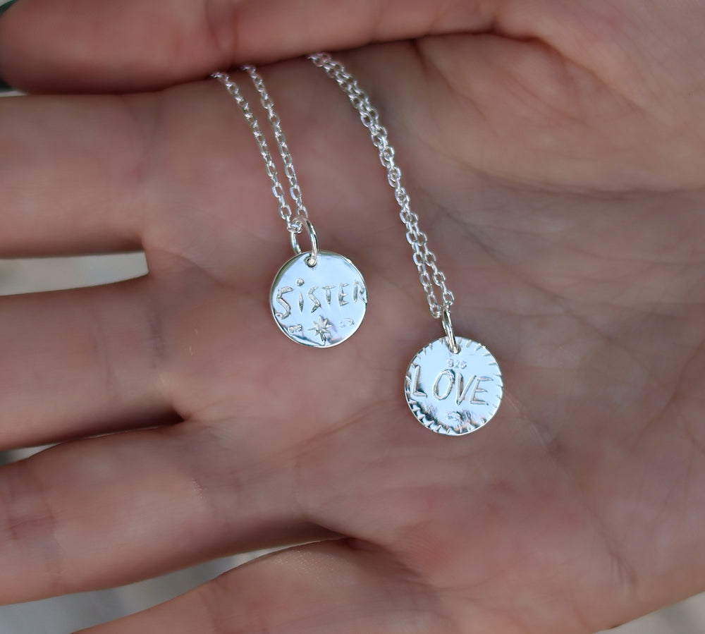 Collier argent 925 médaille ronde LOVE & Infini - Colliers
