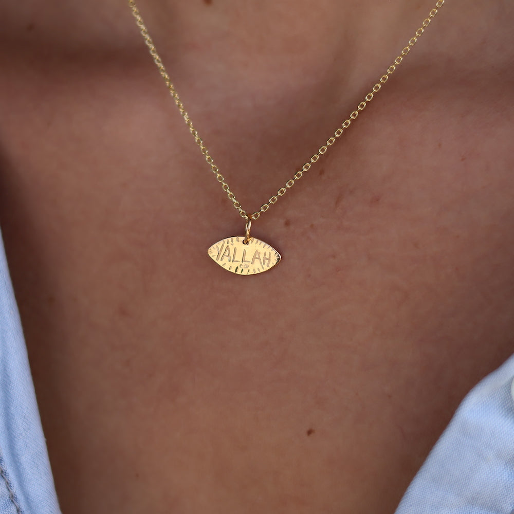 Collier doré pendentif oeil & yallah - Colliers
