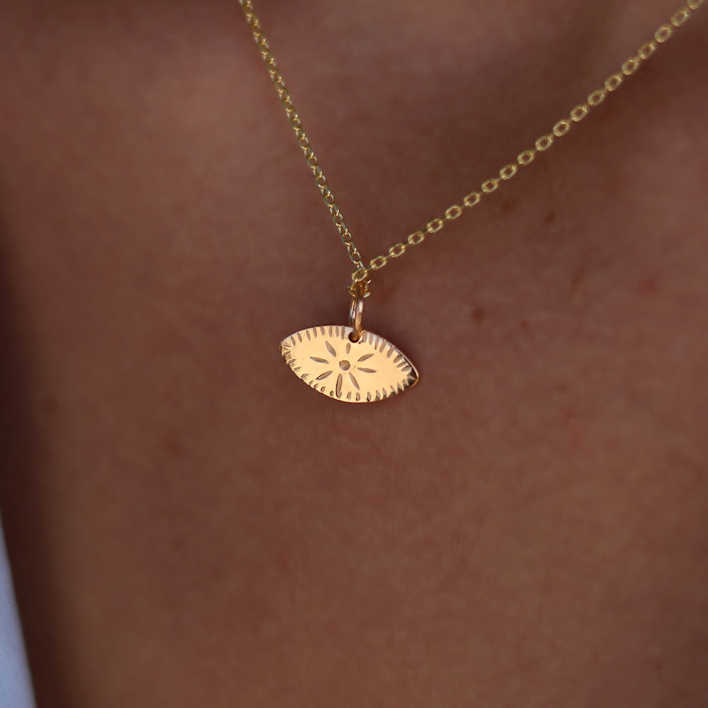 Collier doré pendentif oeil & yallah - Colliers