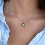 Collier doré pendentif étoile duo de pierres - PIERRE DE