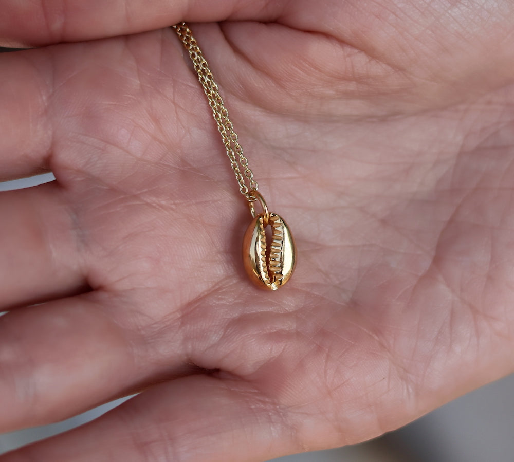 Collier doré et pendentif cauri