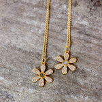 Collier doré pendentif fleur pierre et zircons - LABRADORITE