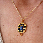 Collier doré plaque pierre et pampilles dorées - LAPIS &