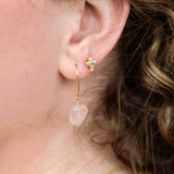Golden earrings with natural stone and golden wire