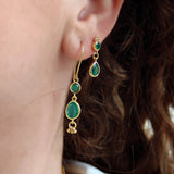 Golden earrings with stones and tassels