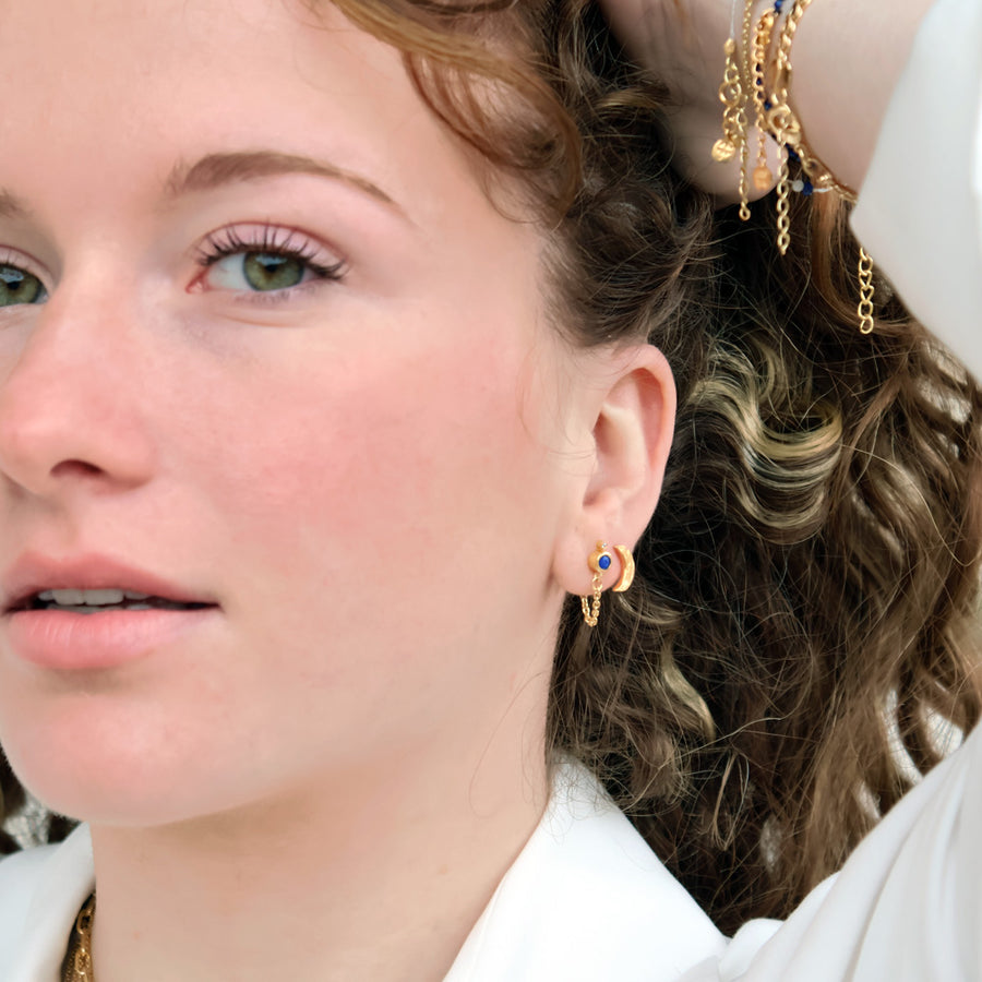 Boucles dorées pierre zircon et chaine