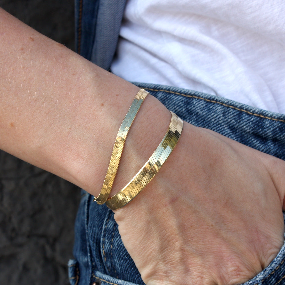 Bracelet doré maille plate miroir