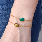 Bracelet doré pierre rectangulaire facettée - ONYX VERTE