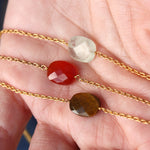 Bracelet doré pierre rectangulaire facettée - PREHNITE
