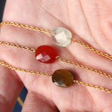 Bracelet doré pierre rectangulaire facettée - PREHNITE