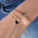 Bracelet doré pierre facettées et petites pierres -