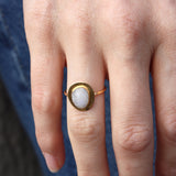 Bague dorée pierre irrégulière - 50 / PIERRE DE LUNE