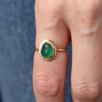 Bague dorée pierre irrégulière - 50 / ONYX VERTE