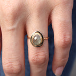 Bague dorée pierre irrégulière - 50 / PREHNITE