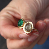 Bague dorée pierre irrégulière