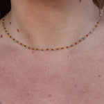 Collier doré Santa Maria en Onyx Rouge Pyrite et Oeil de