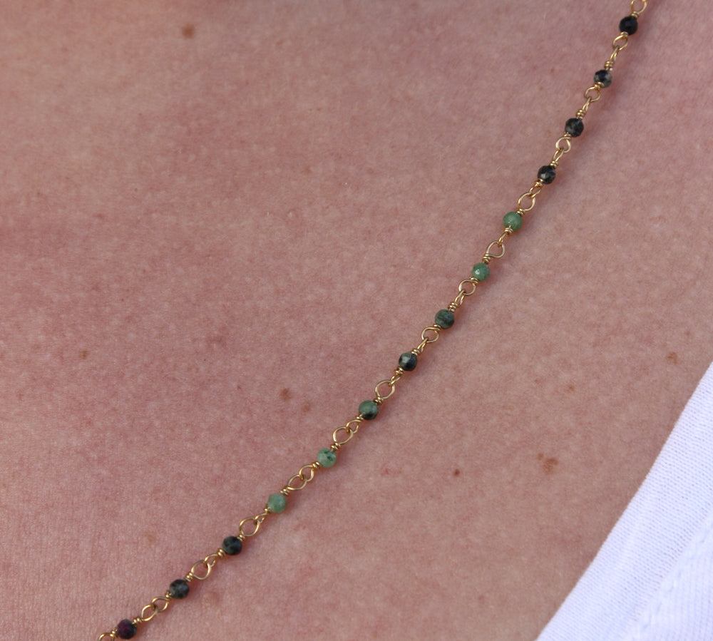 Collier doré Santa Maria en Rubis Zoisite