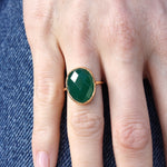 Bague dorée pierre facettée - 50 / ONYX VERTE