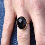 Bague dorée pierre facettée