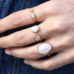 Bague dorée pierre facettée
