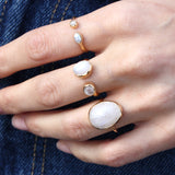 Bague dorée pierre facettée