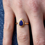Bague dorée petite goutte pierre - 50 / LAPIS
