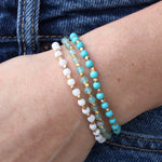 Bracelet perles dorées et pierres facettées - TURQUOISE