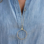 Collier doré anneau S M L XL et zircons blancs