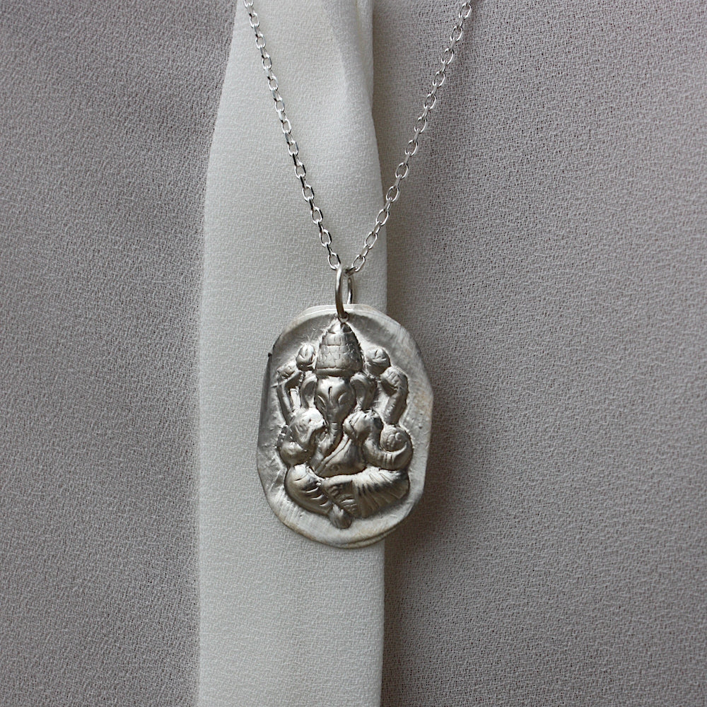 Collier argent 925 pendentif mate Ganesh estampillé