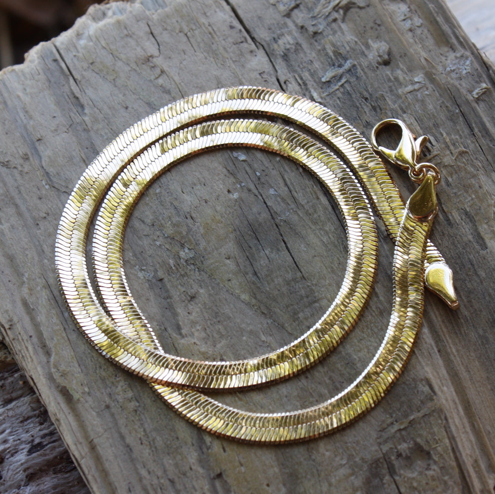Collier doré maille plate miroir