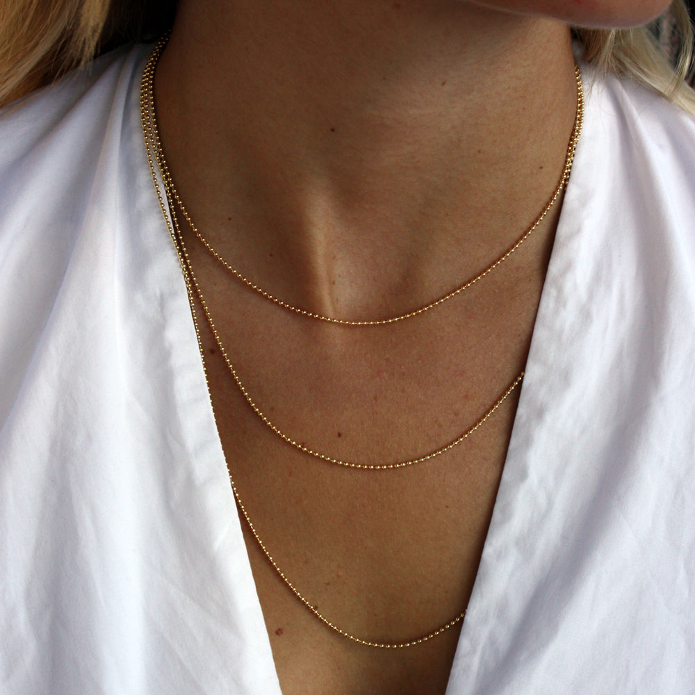 Collier doré maille Boules facettées 1,30 mm