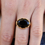 Bague dorée XXL et piere ovale - 50 / ONYX NOIRE