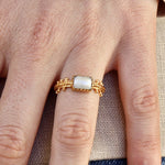 Bague dorée pierre et boules - 50 / PERLE