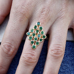 Bague dorée losange et pierre - 50 / ONYX VERTE