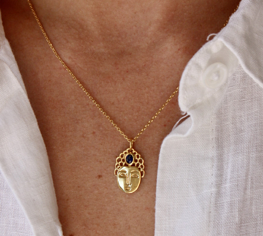 Collier doré bouddha et pierre naturelle - LAPIS