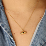 Collier doré talisman oeil soleil et pierre - ONYX NOIRE