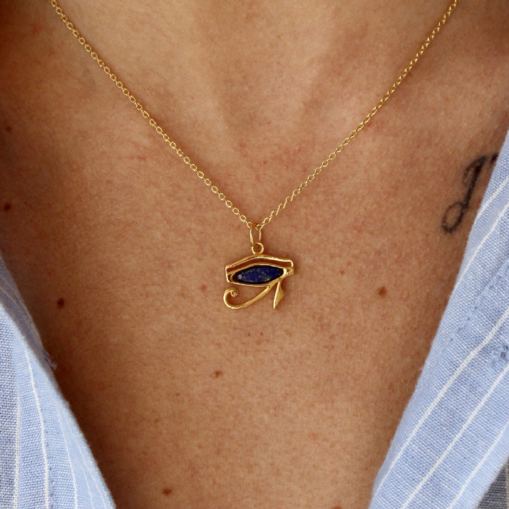 Collier doré oeil d’horus et pierre naturelle - LAPIS