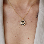 Collier doré onyx noire oeil labradorite et zircons - ONYX