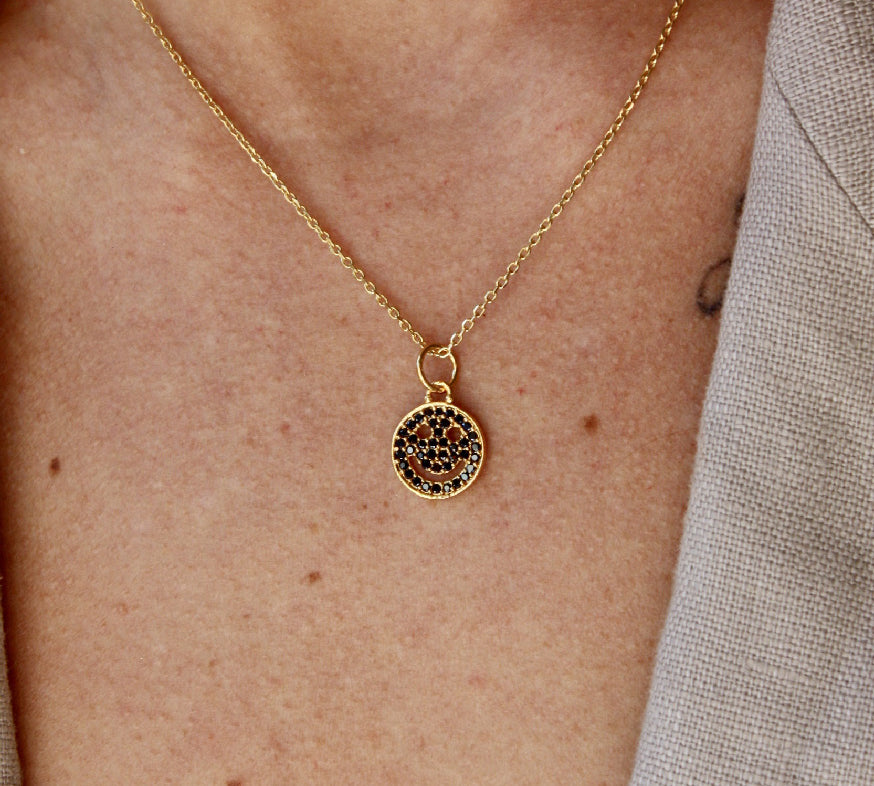 Collier doré smile zircons - ZIRCONS NOIRS