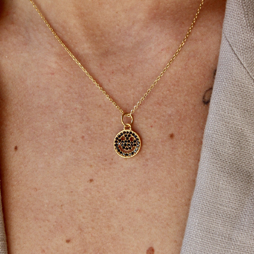 Collier doré smile zircons - ZIRCONS NOIRS