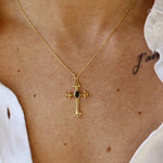 Collier doré grande croix et pierres - ONYX NOIRE