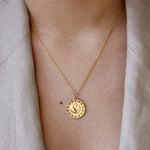 Collier doré médaille yin & yang zircons - ZIRCONS NOIRS