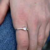 925 silver ring with round stone and zircons