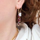 Golden duo stone disc earrings
