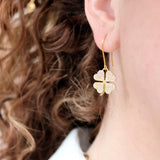 Golden clover and zircon earrings