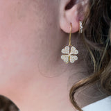 Golden clover and zircon earrings